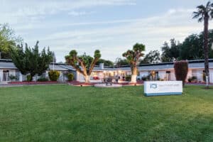 The front entrance with grass at Yuba City